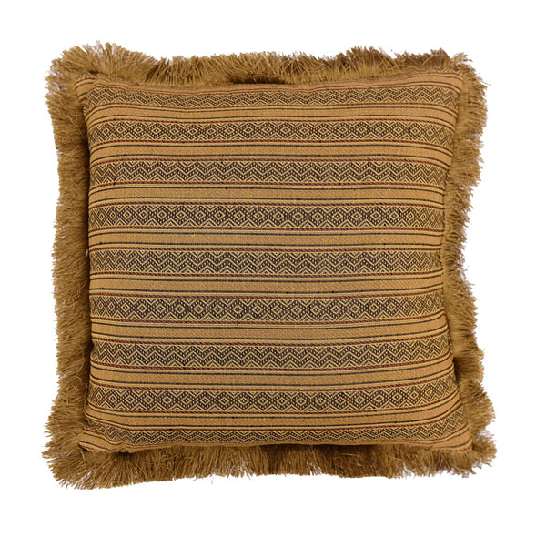 Hiend Accents Sw Matching Fringe Pillow - Elevate Your Decor With Luxurious Gold And Chocolate Geometric Design Tan  Ws3010p4b