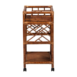 Bali & Pari Wahid Handcrafted Natural Rattan Kitchen Cart with Tortoise Motif Finish