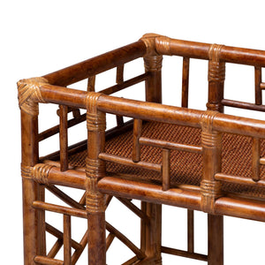 Bali & Pari Wahid Handcrafted Natural Rattan Kitchen Cart with Tortoise Motif Finish