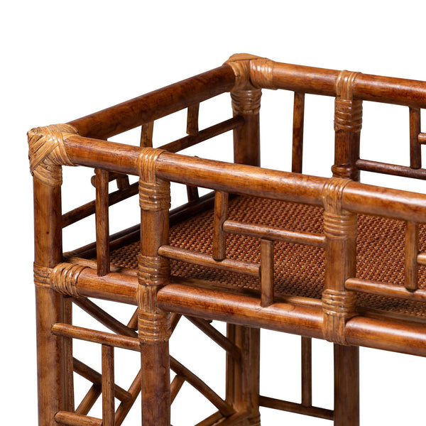 Bali & Pari Wahid Handcrafted Natural Rattan Kitchen Cart with Tortoise Motif Finish