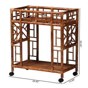 Bali & Pari Wahid Handcrafted Natural Rattan Kitchen Cart with Tortoise Motif Finish