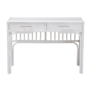 Bali & Pari Onella Handcrafted Natural Rattan Two Drawer Boho Coastal Writing Desk
