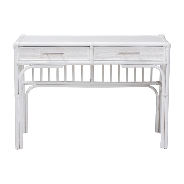 Bali & Pari Onella Handcrafted Natural Rattan Two Drawer Boho Coastal Writing Desk