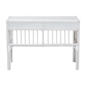 Bali & Pari Onella Handcrafted Natural Rattan Two Drawer Boho Coastal Writing Desk