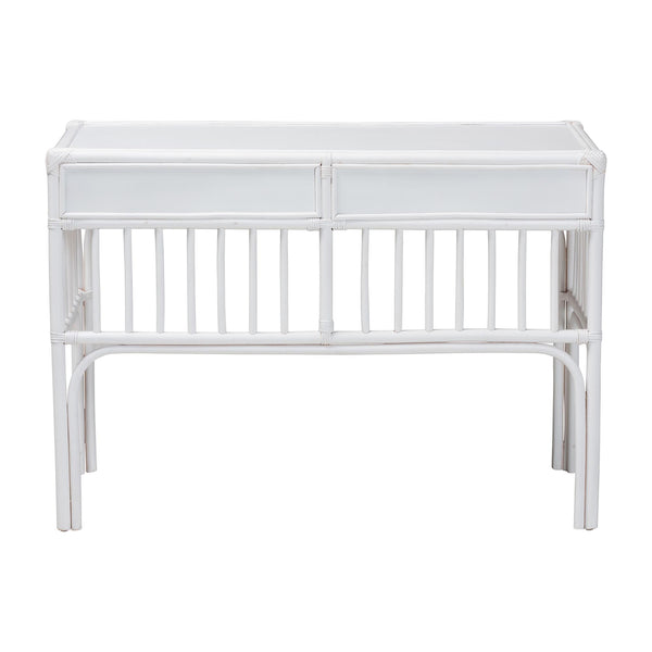 Bali & Pari Onella Handcrafted Natural Rattan Two Drawer Boho Coastal Writing Desk