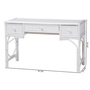 Bali & Pari Arben Handcrafted Rattan Writing Desk with Three Woven Drawers