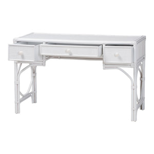 Bali & Pari Arben Handcrafted Rattan Writing Desk with Three Woven Drawers