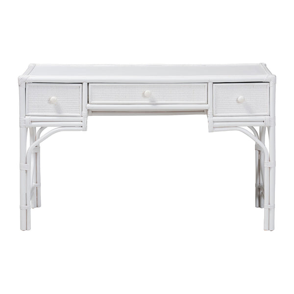 Bali & Pari Arben Handcrafted Rattan Writing Desk with Three Woven Drawers