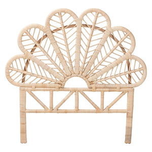 Bali & Pari Lolita Handcrafted Rattan Twin Headboard with Sculptural Leaf Openwork