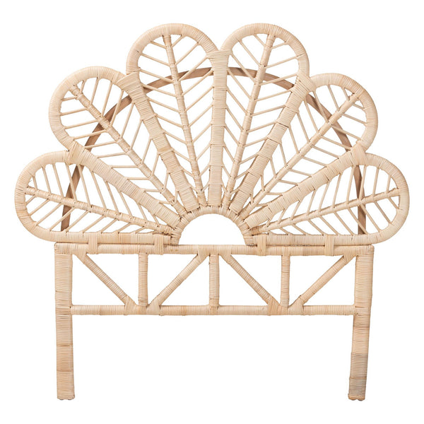 Bali & Pari Lolita Handcrafted Rattan Twin Headboard with Sculptural Leaf Openwork