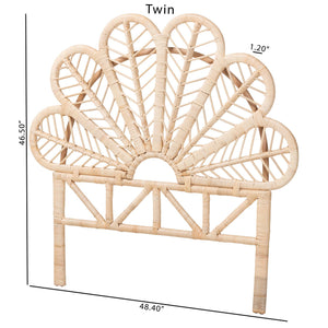 Bali & Pari Lolita Handcrafted Rattan Twin Headboard with Sculptural Leaf Openwork