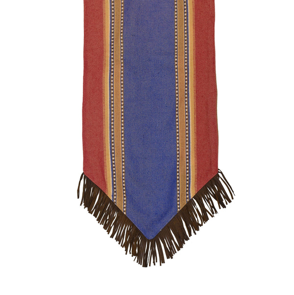 Hiend Accents Denim Table Runner - Elevate Your Dining With Rustic Charm And Fringe Detail For Any Occasion Blue,Red,Tan  Ws3079r