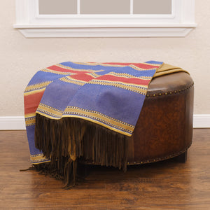 Hiend Accents Denim Throw - Eye-catching Striped Design With Fringe Finish For Rustic Western Home Decor Charm Blue,Red,Tan 100% Polyester Ws3079th