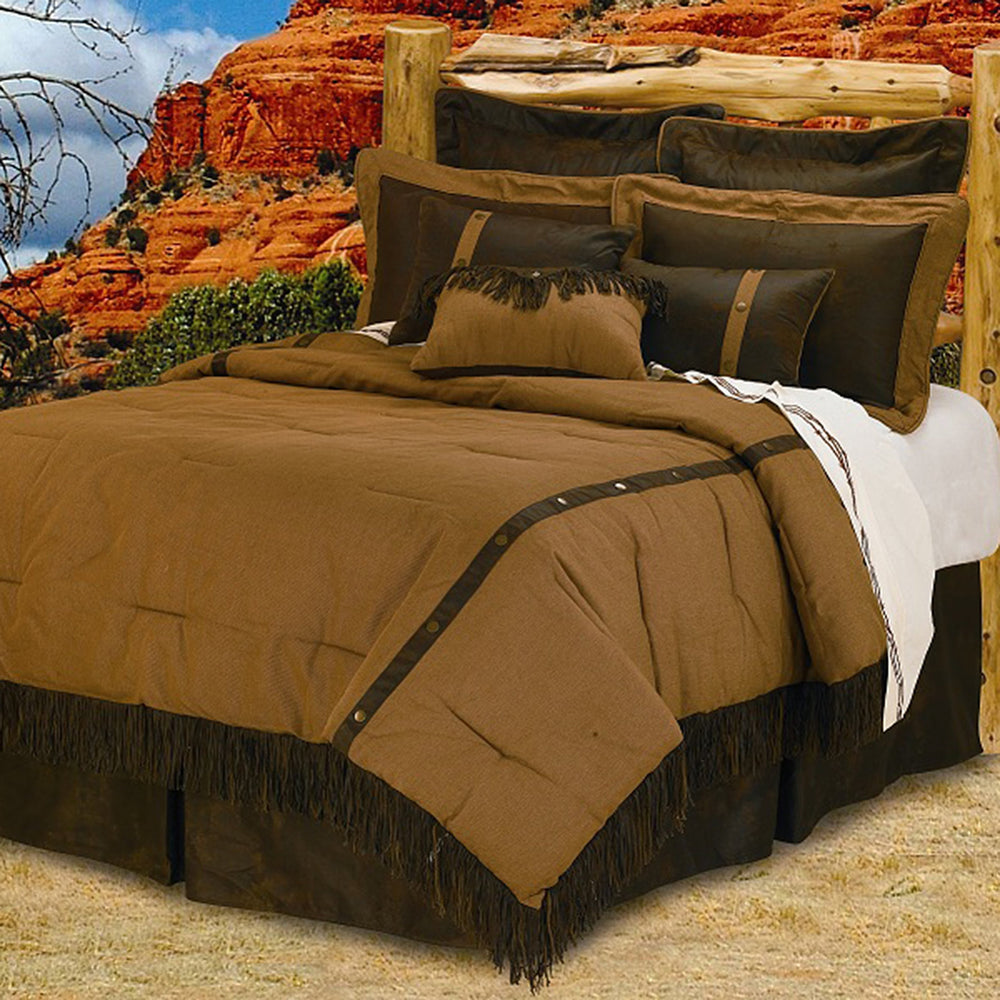 Hiend Accents Durango Luxury Bedding Set - Western-inspired Comforter With Elegant Fringe And Studded Detailing Tan,Brown Polyester Ws3080-tw-oc