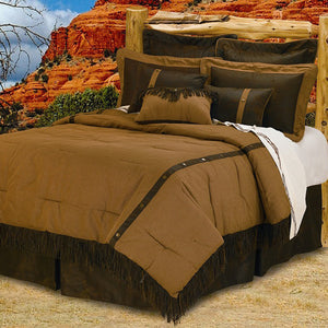 Hiend Accents Durango Luxury Bedding Set - Western-inspired Comforter With Elegant Fringe And Studded Detailing Tan,Brown Polyester Ws3080-tw-oc