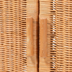 Bali & Pari Hendrina Handcrafted Rattan Mahogany Shoe Cabinet Boho Entryway Organizer