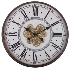Safavieh Worthington Roman Numeral Gear Wall Clock With Tempered Glass Face For Modern Decor WS360102