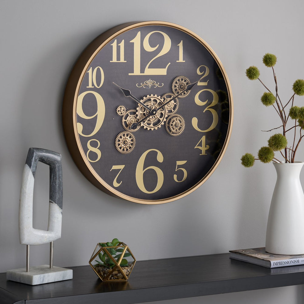 Safavieh Harrietta Industrial Gear Wall Clock With Large Numerals For Living Room Or Office Decor WS360201