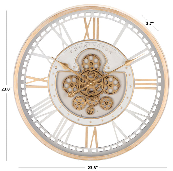 Safavieh Willmar Translucent Gear Wall Clock With Roman Numerals Open Face Industrial Design WS360415