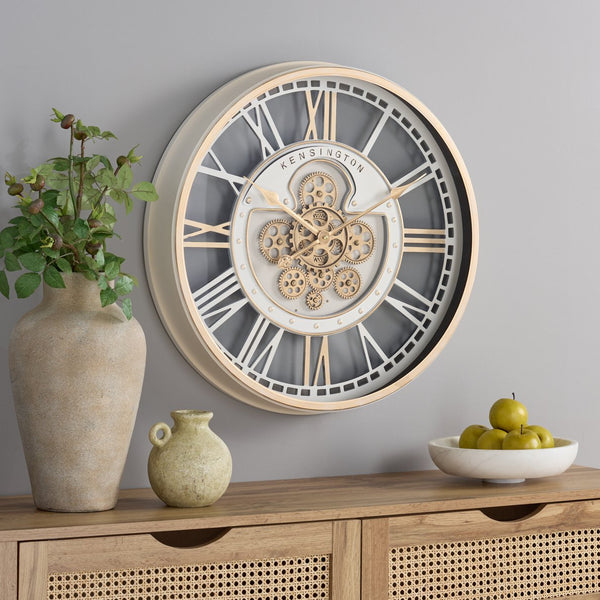 Safavieh Willmar Translucent Gear Wall Clock With Roman Numerals Open Face Industrial Design WS360415