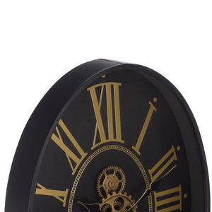 Safavieh Crosby Oval Wall Clock With Roman Numerals And Industrial Gear Motif For Modern Interiors WS360501
