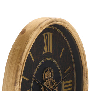 Safavieh Effi Oval Wall Clock With Exposed Gear Accents Roman Numeral Mdf Frame Decor Piece WS360601