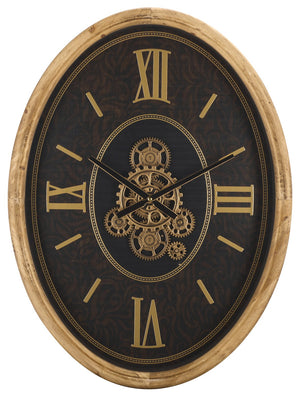 Safavieh Effi Oval Wall Clock With Exposed Gear Accents Roman Numeral Mdf Frame Decor Piece WS360601