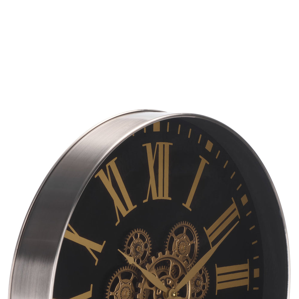 Safavieh Thatcher Roman Numeral Gear Wall Clock Quartz Movement Mdf Metal Living Room Decor WS360701