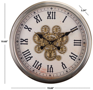 Safavieh Hayward Roman Numeral Gear Wall Clock With Quartz Movement For Modern Living Spaces WS360802