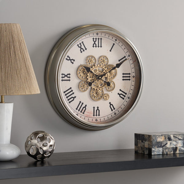 Safavieh Hayward Roman Numeral Gear Wall Clock With Quartz Movement For Modern Living Spaces WS360802