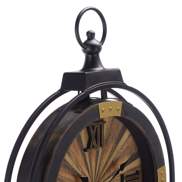 Safavieh Truett Oval Gear Wall Clock Industrial Exposed Mechanism Bold Numeral Face Mdf Metal WS361003