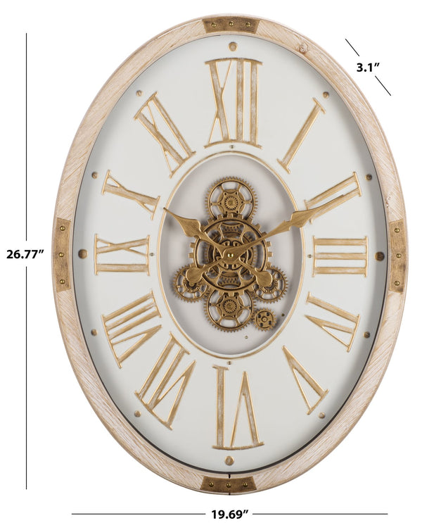 Safavieh Whitcomb Roman Numeral Gear Wall Clock Vintage Industrial Accent For Living Room WS361116