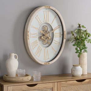 Safavieh Whitcomb Roman Numeral Gear Wall Clock Vintage Industrial Accent For Living Room WS361116