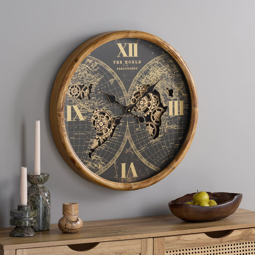 Safavieh Clayton Gear Motif Industrial Wall Clock With Quartz Movement For Modern Living Spaces WS361201