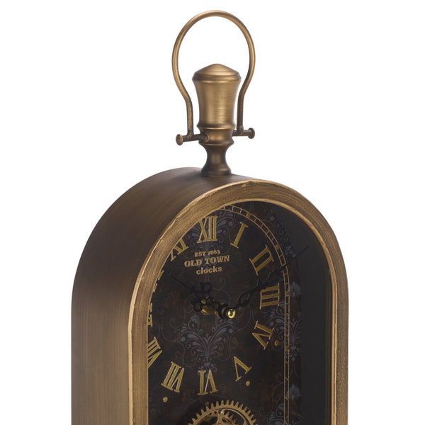 Safavieh Maximilian Industrial Gear Table Clock With Exposed Metal Accents For Mantel Or Desk Display BLACK / GOLD WS361401