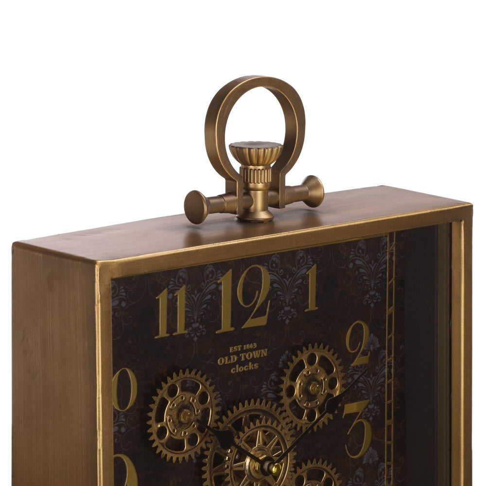 Safavieh Maximilian Gear Clock Industrial Statement Piece For Wall Or Tabletop In Metal Mdf BLACK / GOLD WS361501