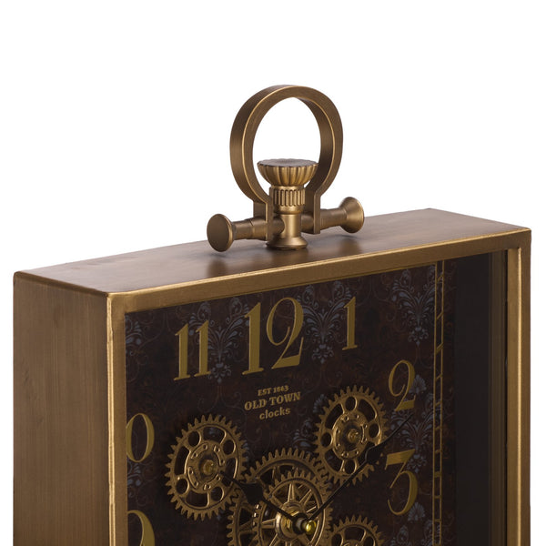 Safavieh Maximilian Gear Clock Industrial Statement Piece For Wall Or Tabletop In Metal Mdf BLACK / GOLD WS361501