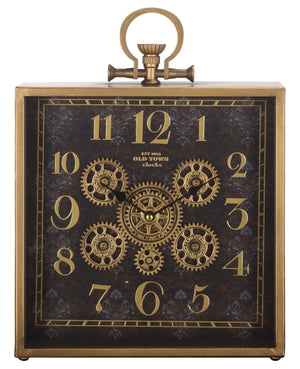 Safavieh Maximilian Gear Clock Industrial Statement Piece For Wall Or Tabletop In Metal Mdf BLACK / GOLD WS361501