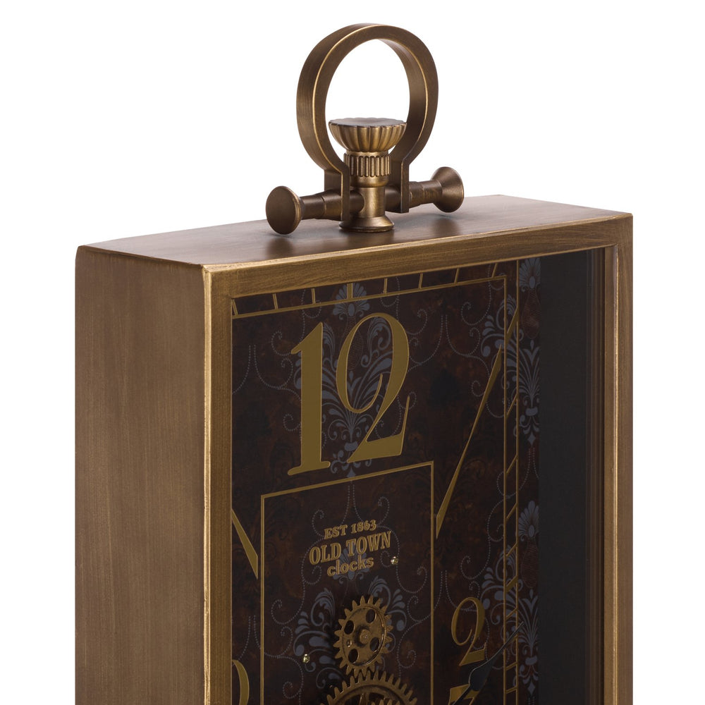 Safavieh Maximilian Industrial Gear Rectangle Clock With Tempered Glass Face For Modern Home Decor BLACK / GOLD WS361601
