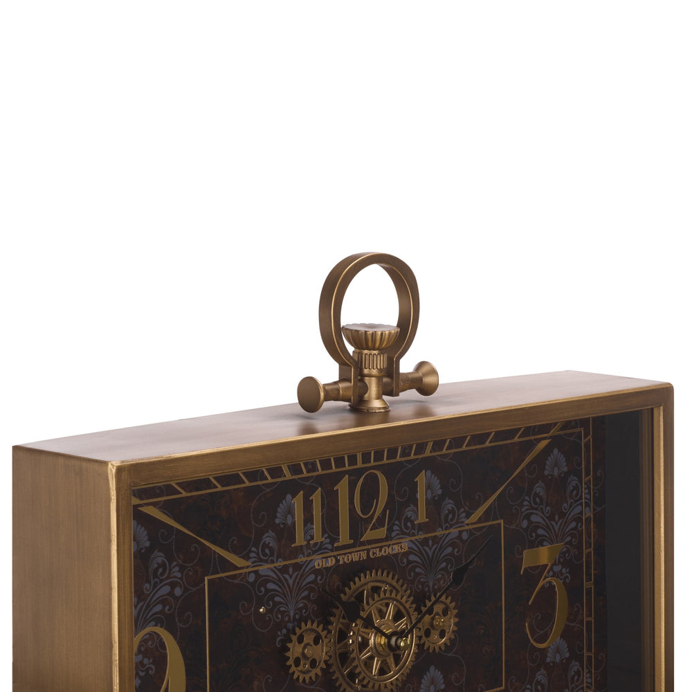 Safavieh Maximillian Industrial Gear Clock Mdf Frame Tempered Glass Face For Table Or Wall Display BLACK / GOLD WS361701
