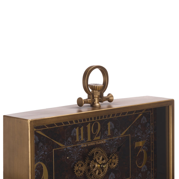 Safavieh Maximillian Industrial Gear Clock Mdf Frame Tempered Glass Face For Table Or Wall Display BLACK / GOLD WS361701