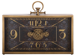 Safavieh Maximillian Industrial Gear Clock Mdf Frame Tempered Glass Face For Table Or Wall Display BLACK / GOLD WS361701
