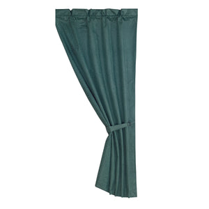 Hiend Accents Cheyenne Faux Leather Curtain - Transform Your Space With Stunning Western Floral Design And Style Turquoise 100% Polyester Ws4001c-os-tq