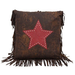 Hiend Accents Cheyenne Fringed Star Throw Pillow - Western Charm With Silver-studded Design & Floral Paisley Style Red 100% Polyester Ws4001p1-os-rd