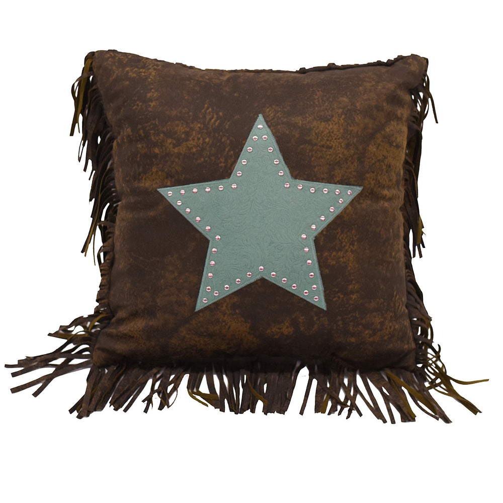 Hiend Accents Cheyenne Fringed Star Throw Pillow - Western Charm With Silver-studded Design & Floral Paisley Style Red 100% Polyester Ws4001p1-os-rd