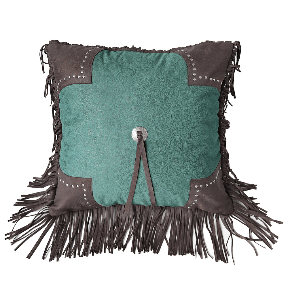 Hiend Accents Cheyenne Scalloped Edge Throw Pillow - Elegant Floral Paisley Design With Western Charm & Comfort Turquoise 100% Polyester,Fill, 100% Waterfowl Feathers Ws4001p5-os-tq
