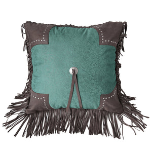 Hiend Accents Cheyenne Scalloped Edge Throw Pillow - Elegant Floral Paisley Design With Western Charm & Comfort Turquoise 100% Polyester,Fill, 100% Waterfowl Feathers Ws4001p5-os-tq