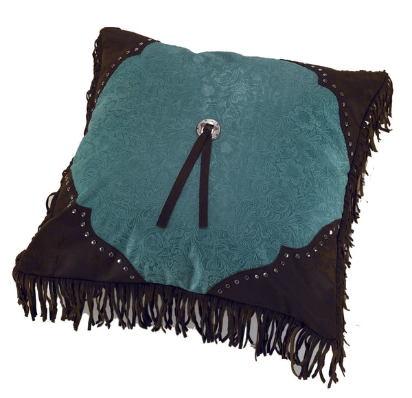 Hiend Accents Cheyenne Scalloped Edge Throw Pillow - Elegant Floral Paisley Design With Western Charm & Comfort Turquoise 100% Polyester,Fill, 100% Waterfowl Feathers Ws4001p5-os-tq