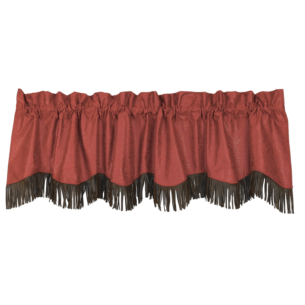 Hiend Accents Cheyenne Leather Fringed Valance - Elevate Your Space With Western Elegance And Sophisticated Style Turquoise 100% Polyester Ws4001vl-os-tq