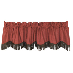 Hiend Accents Cheyenne Leather Fringed Valance - Elevate Your Space With Western Elegance And Sophisticated Style Red 100% Polyester Ws4001vl-os-rd